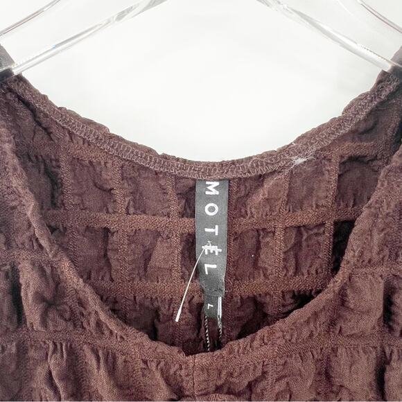 NWT Motel Alannah Keyhole Cut Out Bubble Mini Bodycon Dress L Brown - Picture 5 of 8